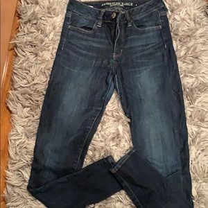 Dark denim super super stretch AE skinny jeans